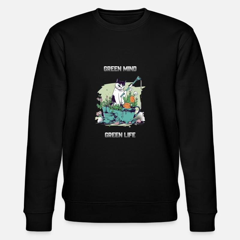 Aki die Gärtnerkatze - Stanley/Stella Unisex Bio-Sweatshirt CHANGER  - Schwarz
