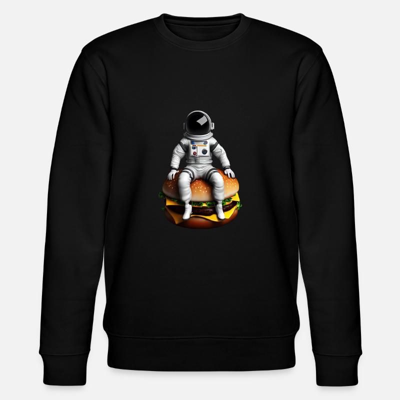 Space Astronaut Cheeseburger - Stanley/Stella CHANGER Unisex Organic Sweatshirt - black