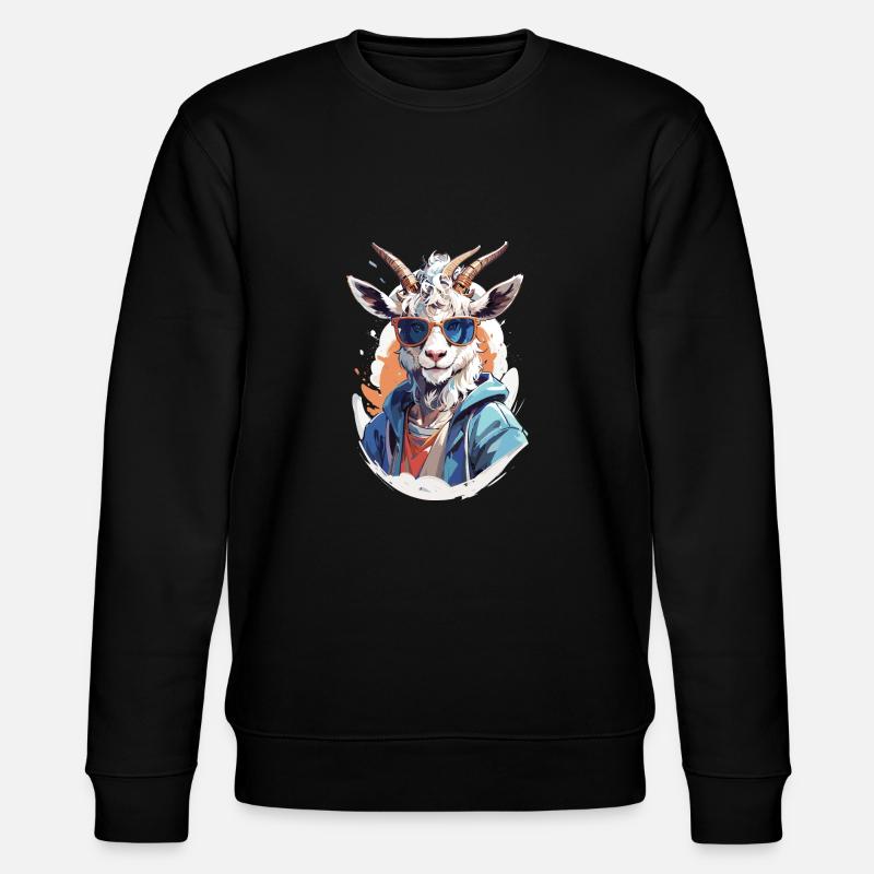 Chèvre avec lunettes de soleil - Sweat bio CHANGER Stanley/Stella Unisexe - noir