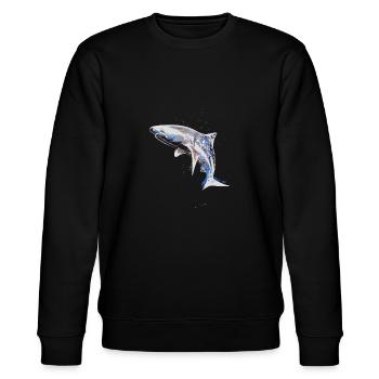 Shark,Sharks, Fish, Shark, Graffiti, Colorful, Gray - Stanley/Stella CHANGER Unisex Organic Sweatshirt - black - Front - Nik (191cm) & Marisol (170cm)
