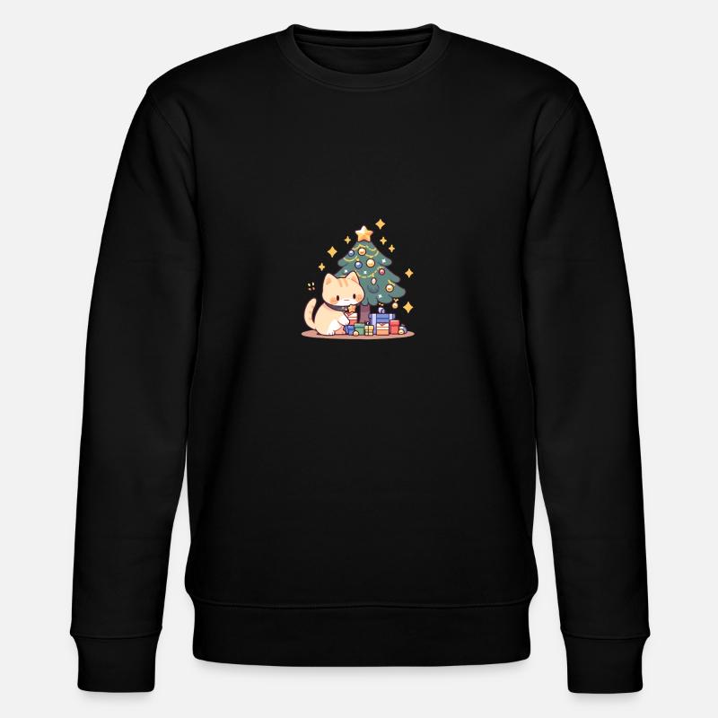 Cat Chritmas tree - Stanley/Stella Unisex Bio-Sweatshirt CHANGER  - Schwarz