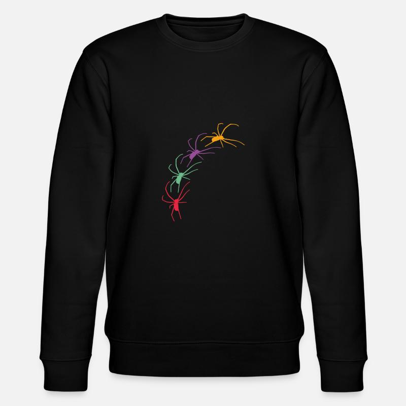 Große bunte Spinnen krabbeln diagonal - Stanley/Stella Unisex Bio-Sweatshirt CHANGER  - Schwarz