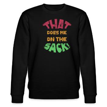 That Goes Me On The Sack - Denglisch Retro - Stanley/Stella Unisex Bio-Sweatshirt CHANGER  - Schwarz - Vorne - Nik (191cm) & Marisol (170cm)