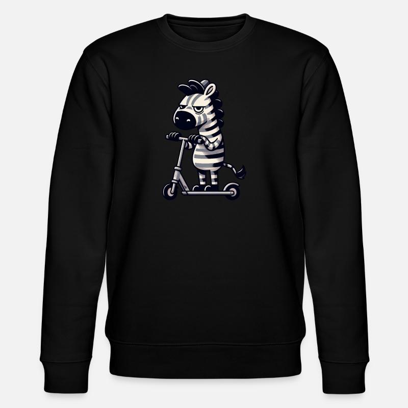 Zebra Kickroller Skurril Lustig Comic - Stanley/Stella Unisex Bio-Sweatshirt CHANGER  - Schwarz