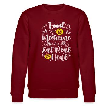 Berater Berufung Essgewohnheit Bewusst - Stanley/Stella Unisex Bio-Sweatshirt CHANGER  - Burgunderrot - Vorne - Nik (191cm) & Marisol (170cm)