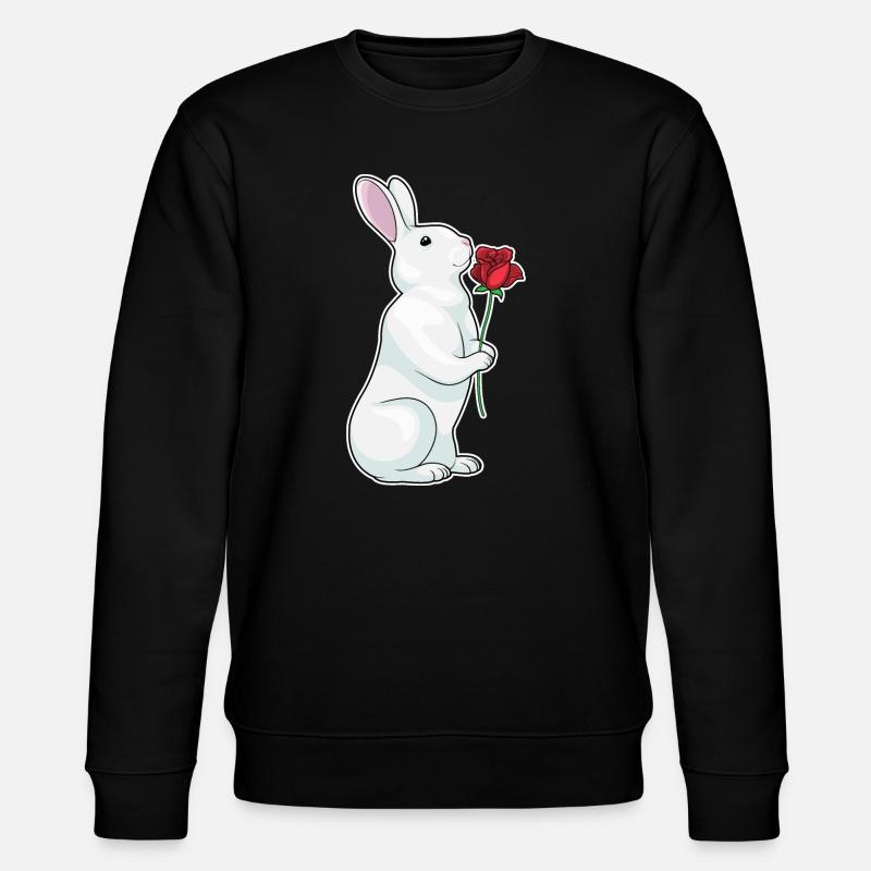 Hase Rose Blumen - Stanley/Stella Unisex Bio-Sweatshirt CHANGER  - Schwarz