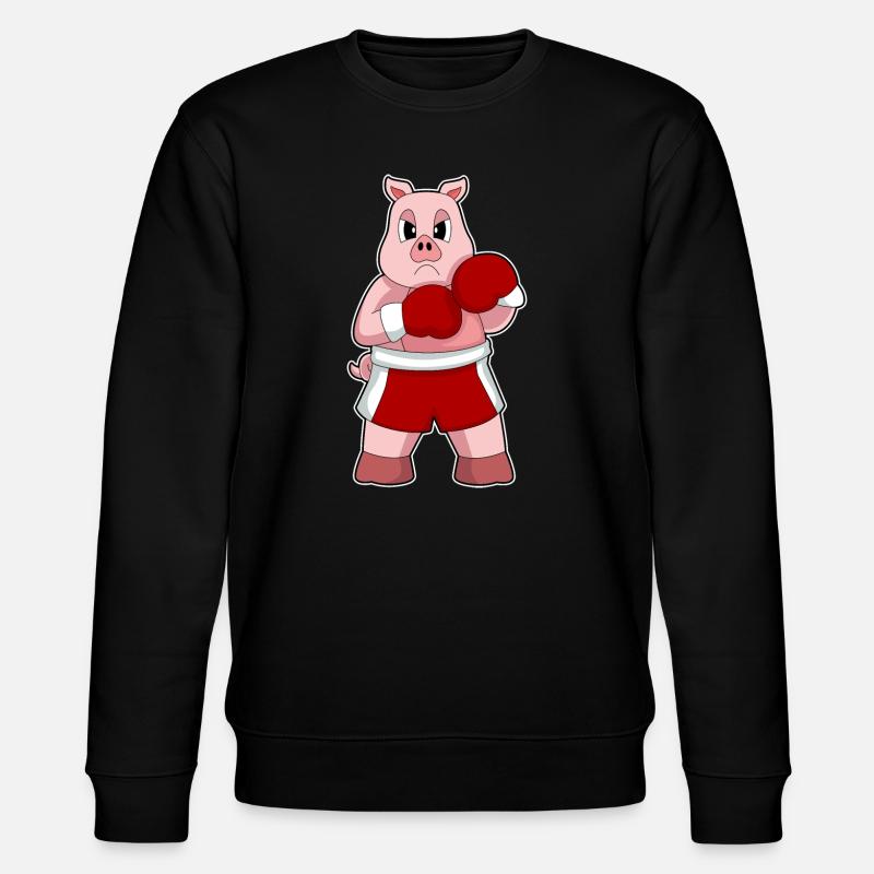 Schwein Boxer Boxhandschuhe Boxen - Stanley/Stella Unisex Bio-Sweatshirt CHANGER - Schwarz