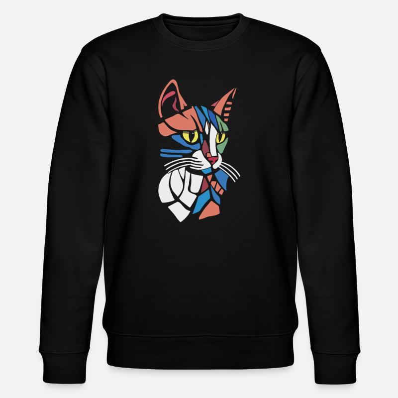 Abstract Geometric Cat Lover - Stanley/Stella CHANGER Unisex Organic Sweatshirt - black