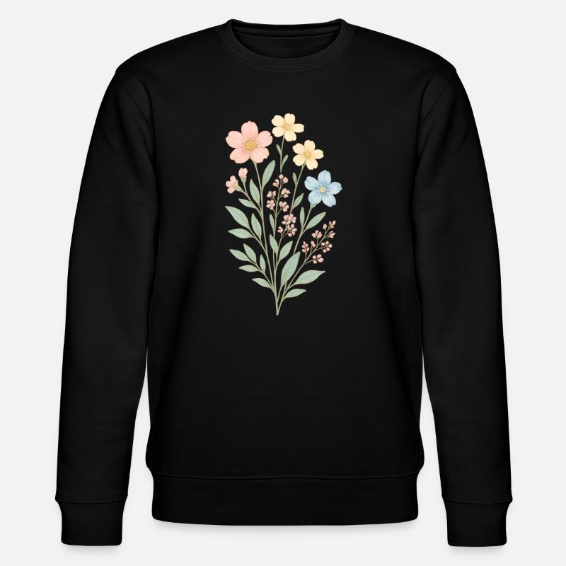 Fleurs pastel style aquarelle - Sweat bio CHANGER Stanley/Stella Unisexe - noir