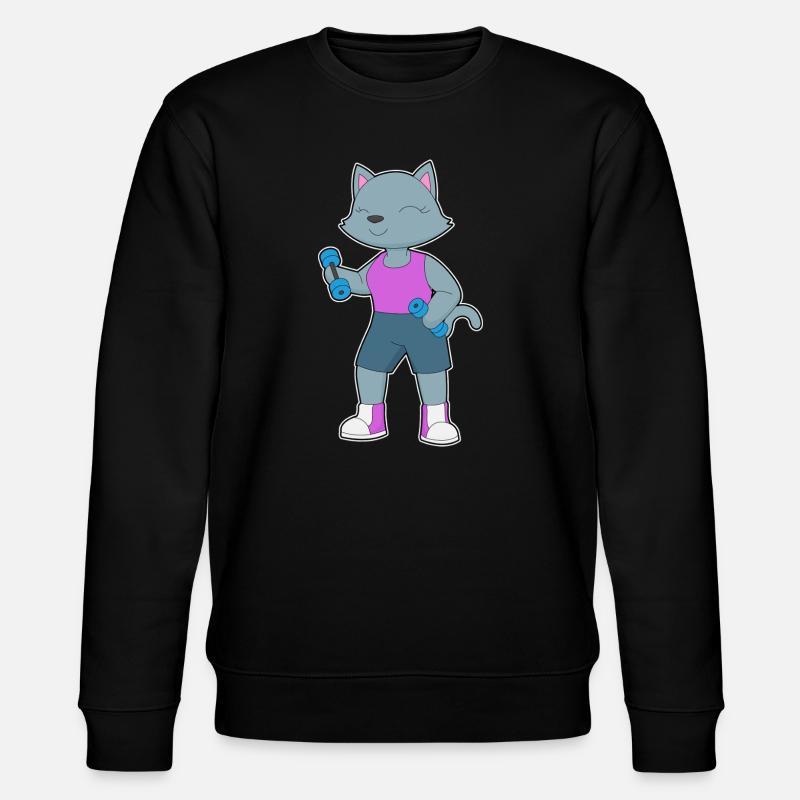 Culturisme Culturiste Haltères Chat - Sweat bio CHANGER Stanley/Stella Unisexe - noir