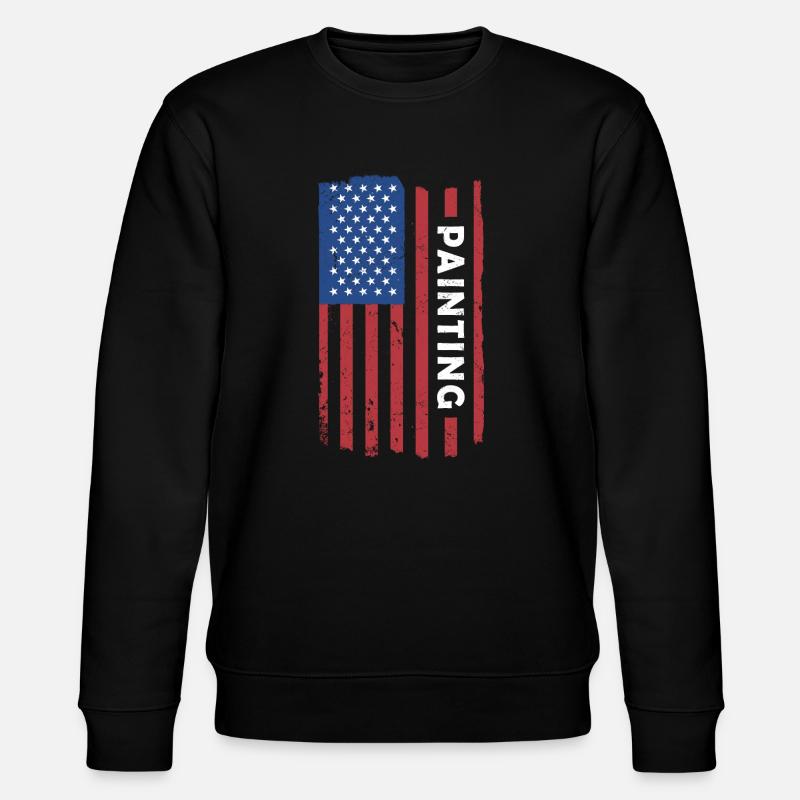 Painter Us Flag Painting - Stanley/Stella Unisex Bio-Sweatshirt CHANGER  - Schwarz