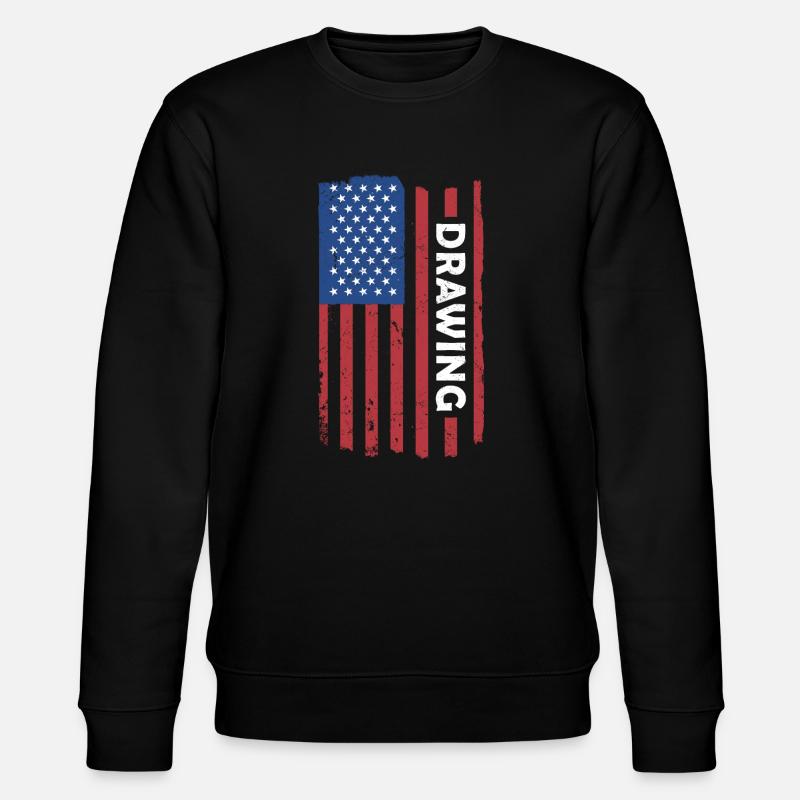 Drawer Us Flag Drawing - Stanley/Stella CHANGER Unisex Organic Sweatshirt - black