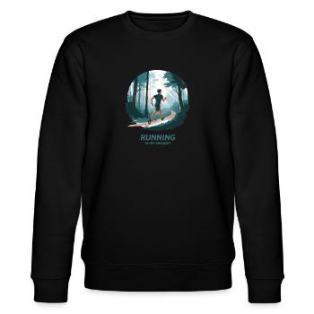 Running is My Therapy – Laufen in der Natur - Stanley/Stella Unisex Bio-Sweatshirt CHANGER  - Schwarz - Vorne - Nik (191cm) & Marisol (170cm)
