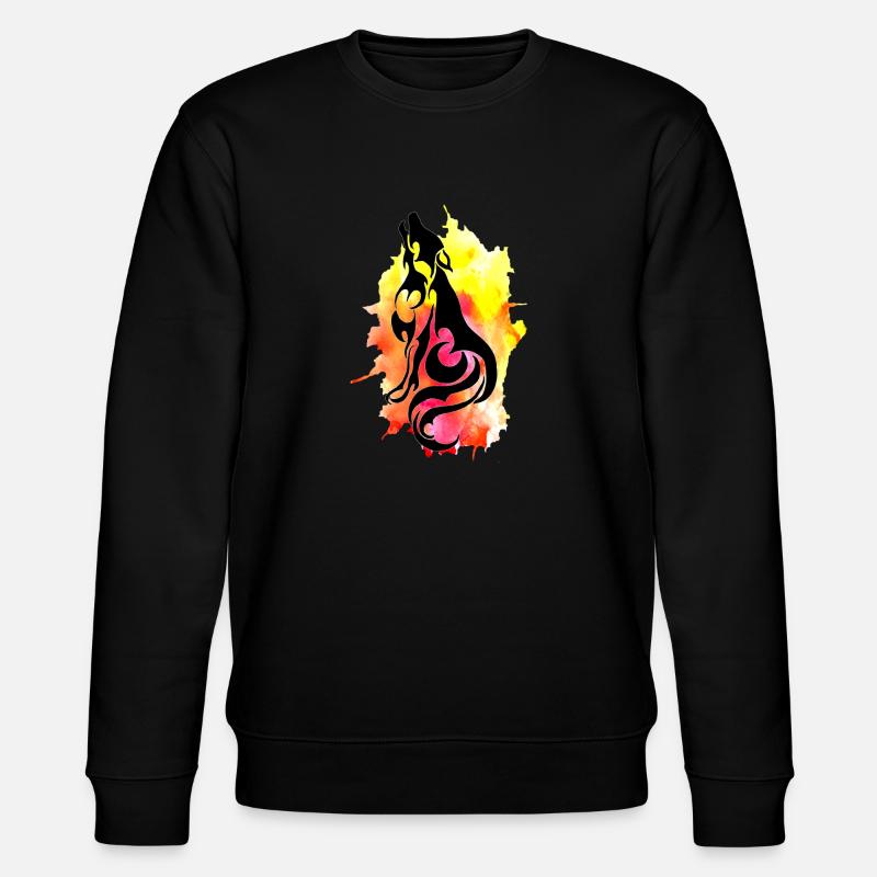 Aquarell Wolf - Stanley/Stella Unisex Bio-Sweatshirt CHANGER  - Schwarz
