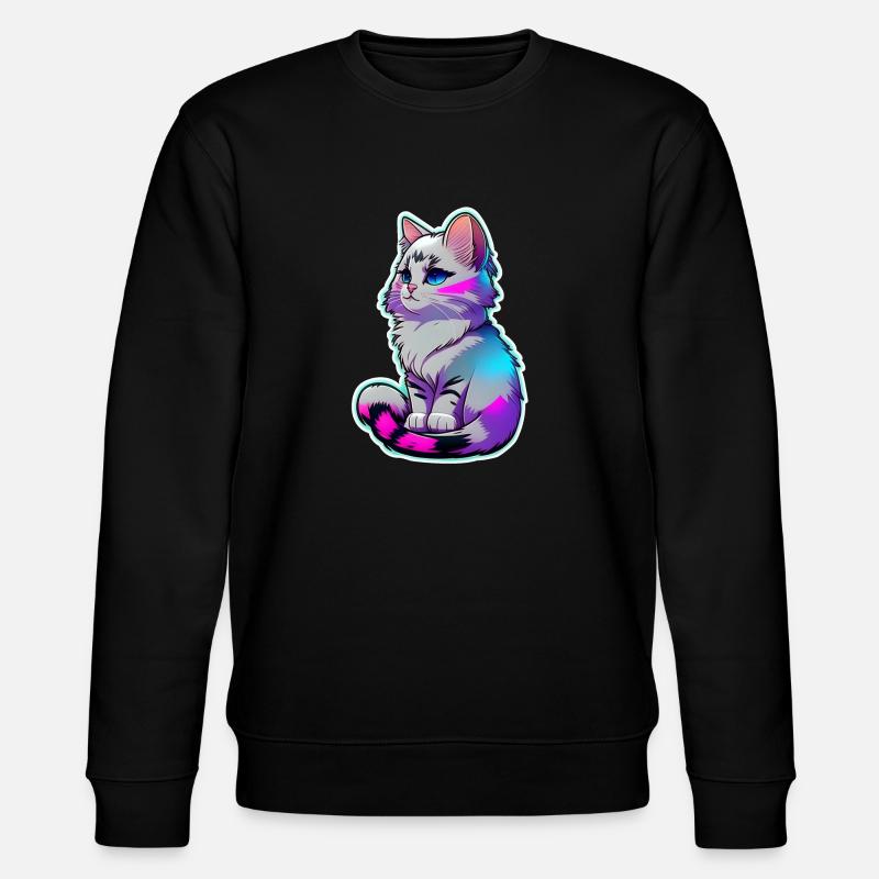 niedliche kleine graue Katze - Stanley/Stella Unisex Bio-Sweatshirt CHANGER  - Schwarz