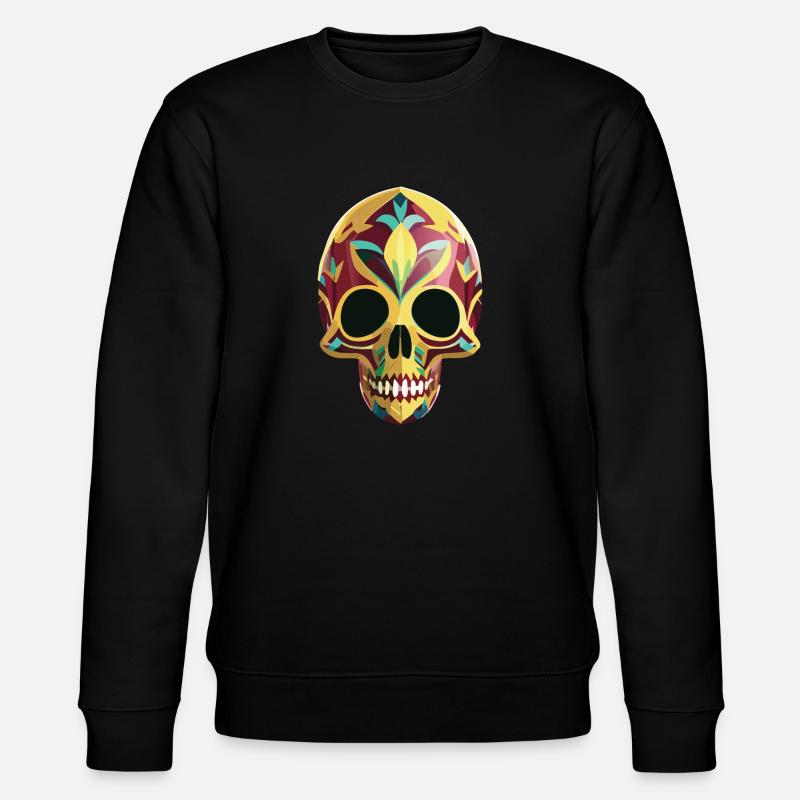 Calavera - Bunter Totenkopf - Stanley/Stella Unisex Bio-Sweatshirt CHANGER  - Schwarz