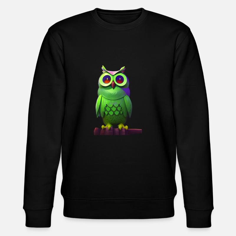 Hibou vert sur une branche - Sweat bio CHANGER Stanley/Stella Unisexe - noir