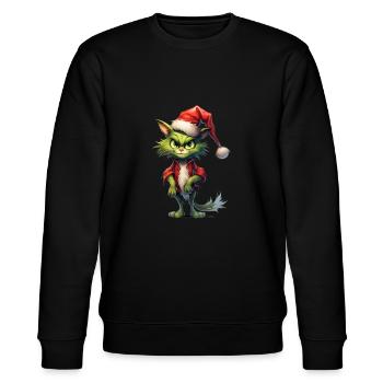 Katze Weihnachten Weihnachtselfe Geschenke Mütze - Stanley/Stella Unisex Bio-Sweatshirt CHANGER  - Schwarz - Vorne - Nik (191cm) & Marisol (170cm)