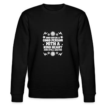 Inspirational Good Person With A Kind Heart - Stanley/Stella Unisex Bio-Sweatshirt CHANGER  - Schwarz - Vorne - Nik (191cm) & Marisol (170cm)