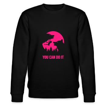 climbing mountaineer-motivation climbing-girl - Stanley/Stella CHANGER Unisex Organic Sweatshirt - black - Front - Nik (191cm) & Marisol (170cm)