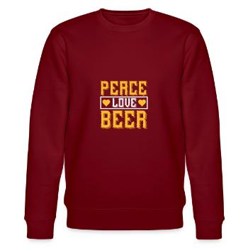 Frieden Liebe Bier - Stanley/Stella Unisex Bio-Sweatshirt CHANGER  - Burgunderrot - Vorne - Nik (191cm) & Marisol (170cm)