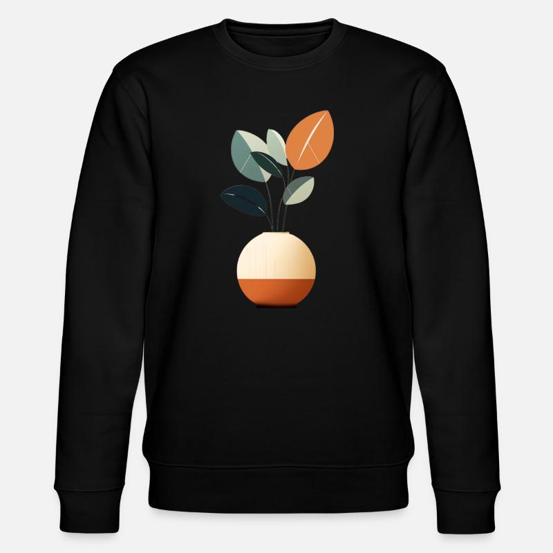 Minimalistische Blumen - Stanley/Stella Unisex Bio-Sweatshirt CHANGER - Schwarz