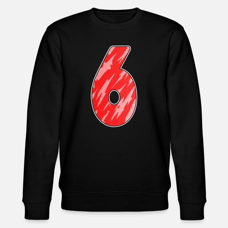 Number 6 Pattern Red - Stanley/Stella CHANGER Unisex Organic Sweatshirt - black