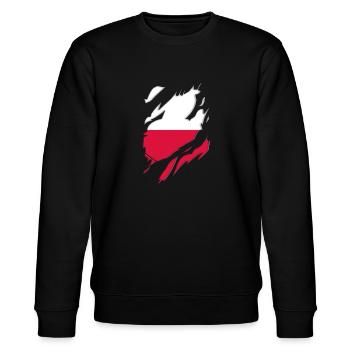 Poland flag torn motif - Stanley/Stella CHANGER Unisex Organic Sweatshirt - black - Front - Nik (191cm) & Marisol (170cm)