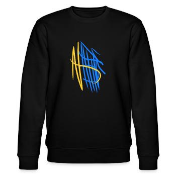 Ukrainische Kreativität - Stanley/Stella Unisex Bio-Sweatshirt CHANGER  - Schwarz - Vorne - Nik (191cm) & Marisol (170cm)