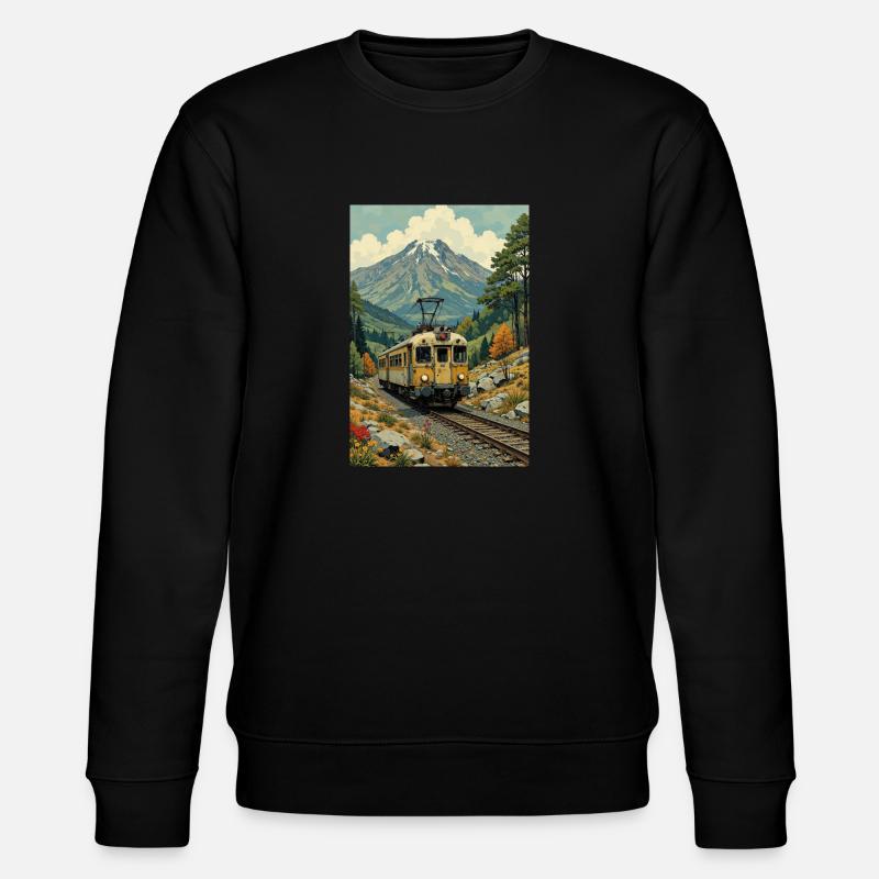 Retro Train Image - Stanley/Stella CHANGER Unisex Organic Sweatshirt - black