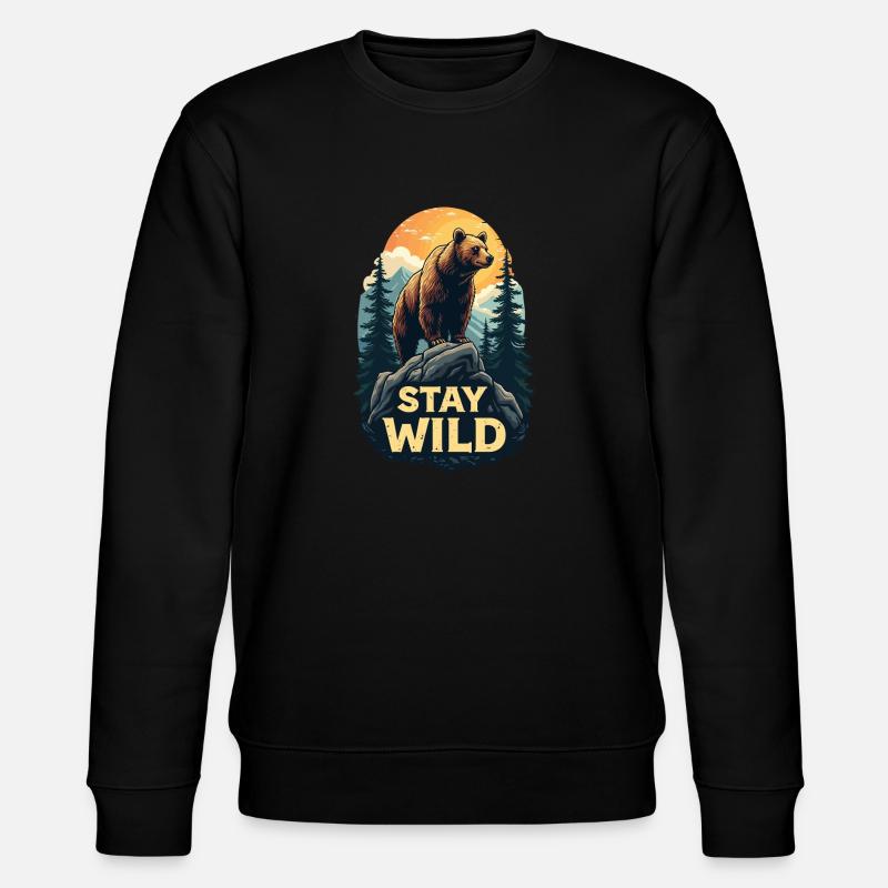 Bär bleibt wild - Stanley/Stella Unisex Bio-Sweatshirt CHANGER  - Schwarz