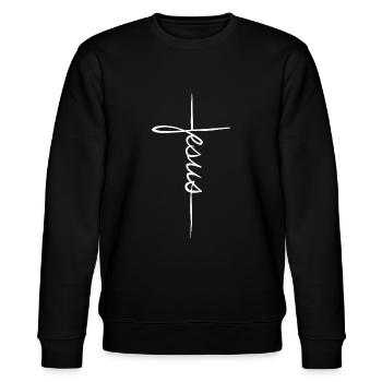 Jesus - Stanley/Stella Unisex Bio-Sweatshirt CHANGER  - Schwarz - Vorne - Nik (191cm) & Marisol (170cm)