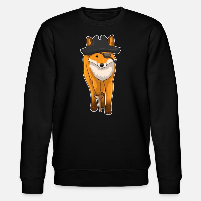 Fox Pirate Eye Patch - Stanley/Stella CHANGER Unisex Organic Sweatshirt - black