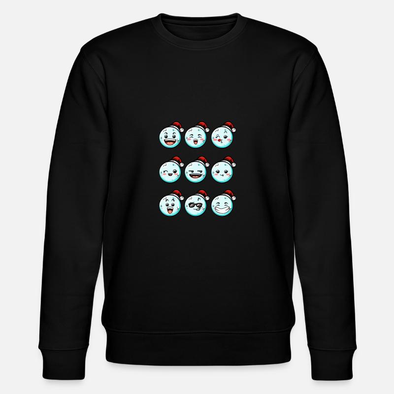 9 Schneebälle mit Weihnachtsmütze - Stanley/Stella Unisex Bio-Sweatshirt CHANGER  - Schwarz
