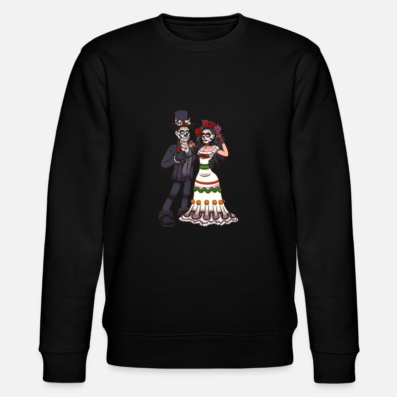 Sugar Skull Paar - Stanley/Stella Unisex Bio-Sweatshirt CHANGER  - Schwarz