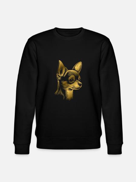 Chihuahua, korthår, hundehoved, tegning af guld - Stanley/Stella økologisk unisex-sweatshirt CHANGER  - sort