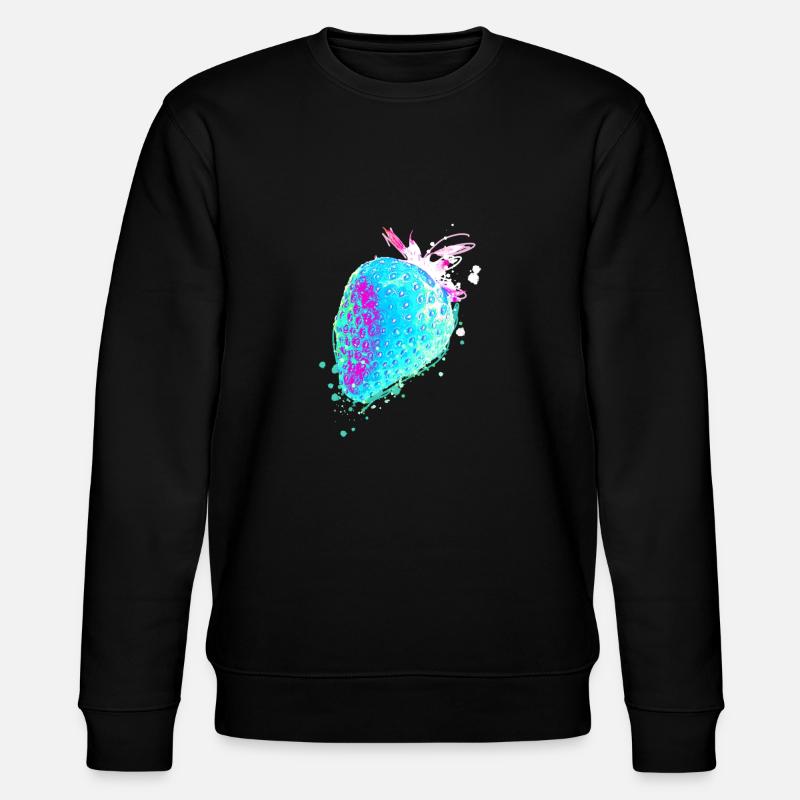 Erdbeere, blau, popart, artwork,blaue erdbeere - Stanley/Stella Unisex Bio-Sweatshirt CHANGER  - Schwarz