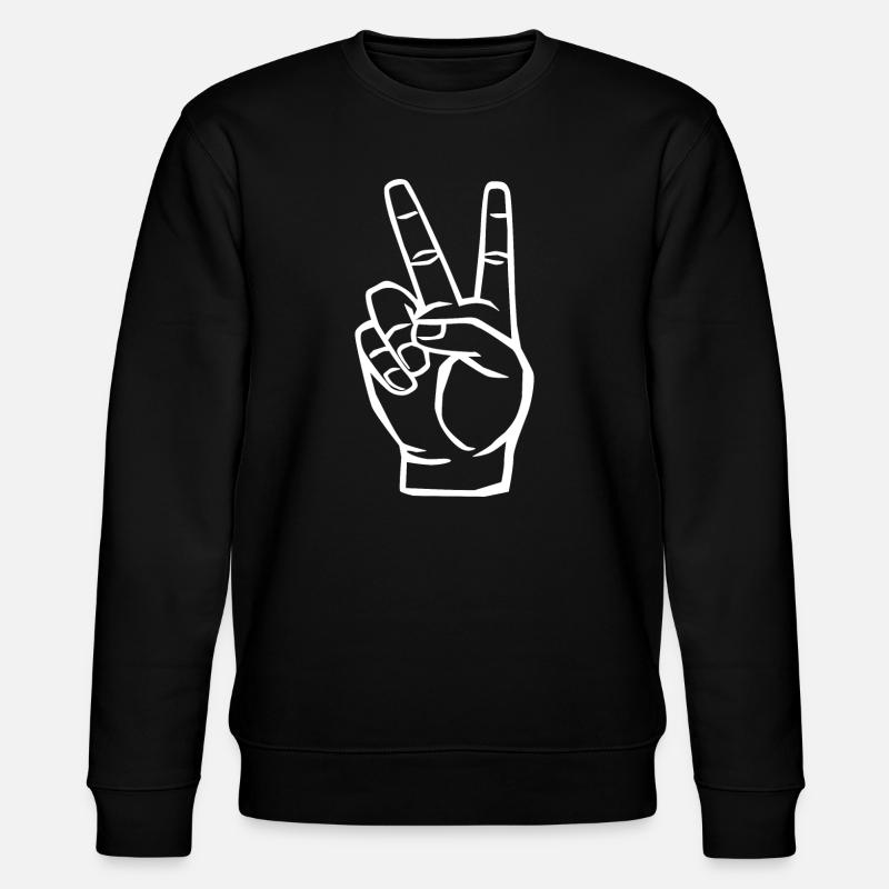 Peace Symbol - Victory Sign - Stanley/Stella CHANGER Unisex Organic Sweatshirt - black