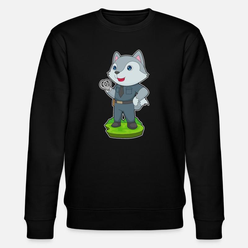 Wolf Polizist Handschellen Polizei - Stanley/Stella Unisex Bio-Sweatshirt CHANGER  - Schwarz