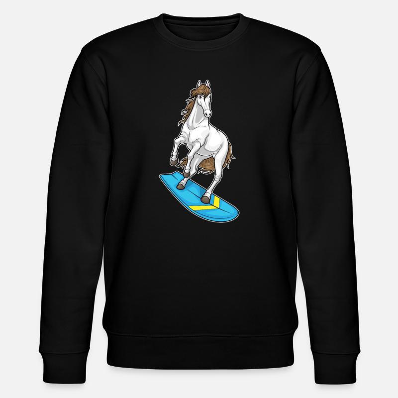 Pferd Surfen Surfbrett Sommer - Stanley/Stella Unisex Bio-Sweatshirt CHANGER - Schwarz