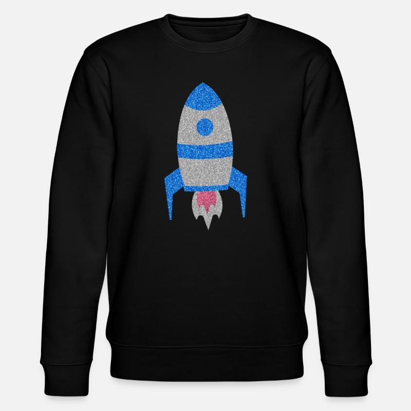 Fusée spatiale pailletée argent bleue - Sweat bio CHANGER Stanley/Stella Unisexe - noir