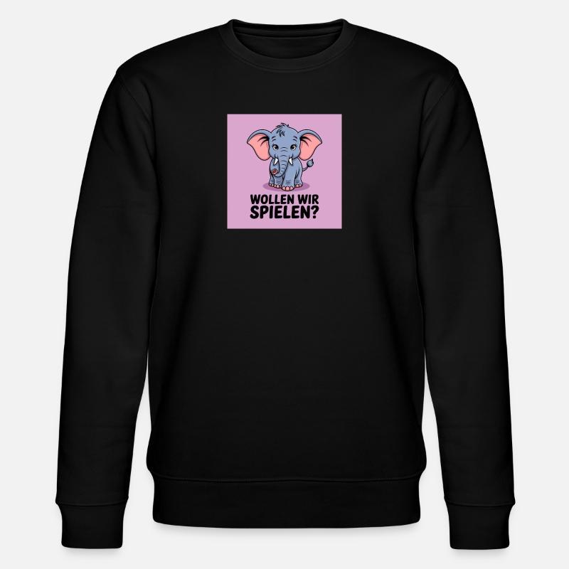 Spielender Elefant auf Lila - Stanley/Stella Unisex Bio-Sweatshirt CHANGER  - Schwarz