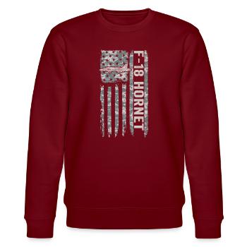 F-18 Hornet Amerikanische Flagge Militärtarnung F1 - Stanley/Stella Unisex Bio-Sweatshirt CHANGER  - Burgunderrot - Vorne - Nik (191cm) & Marisol (170cm)