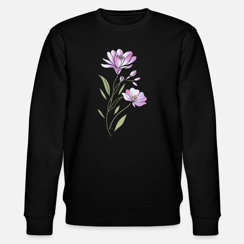 Illustration des fleurs de Freesia - Sweat bio CHANGER Stanley/Stella Unisexe - noir