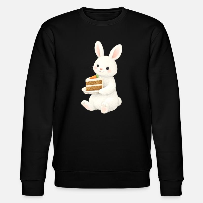 Bunny with carrot cake illustration - Stanley/Stella CHANGER Unisex Organic Sweatshirt - black