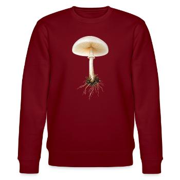 Porcelaine Champignon, hêtre, bave, Carotte, design naturel. - Sweat bio CHANGER Stanley/Stella Unisexe - bordeaux - Devant - Nik (191cm) & Marisol (170cm)