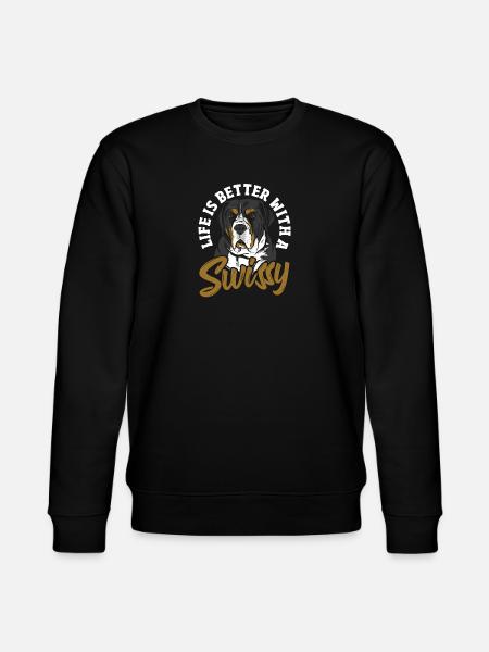 Livet er bedre med en schweizer - Stanley/Stella økologisk unisex-sweatshirt CHANGER  - sort
