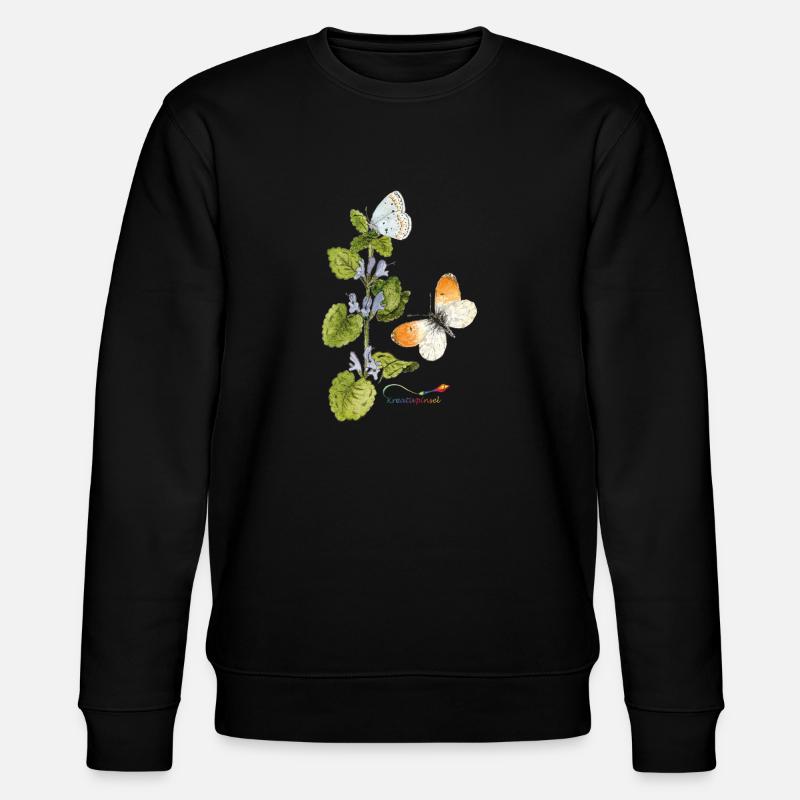 Gundermann und Schmetterlinge - Stanley/Stella Unisex Bio-Sweatshirt CHANGER  - Schwarz