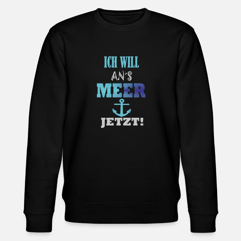 Spruch Ich will ans Meer - Stanley/Stella Unisex Bio-Sweatshirt CHANGER  - Schwarz