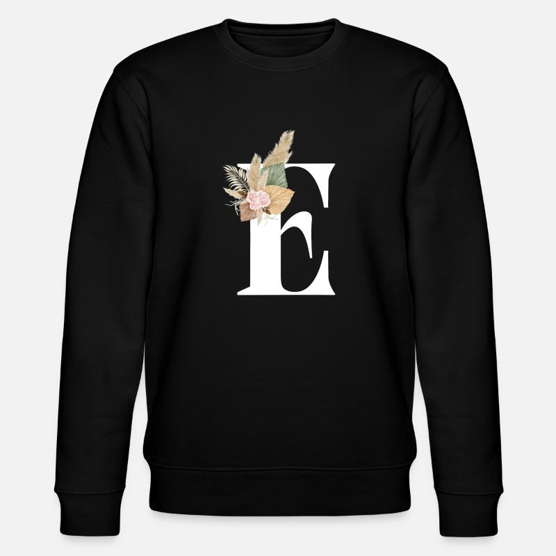 flowery letter E - Stanley/Stella CHANGER Unisex Organic Sweatshirt - black